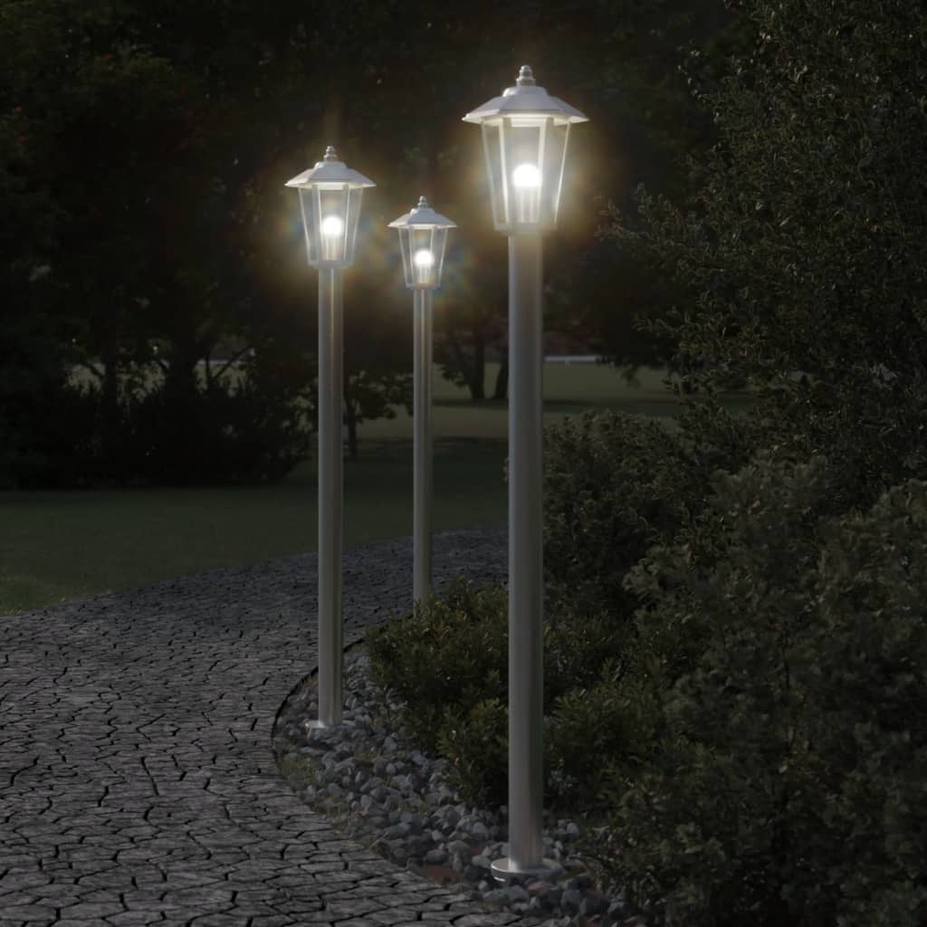 Path Lights 3 pcs. Silver 120 cm Stainless Steel