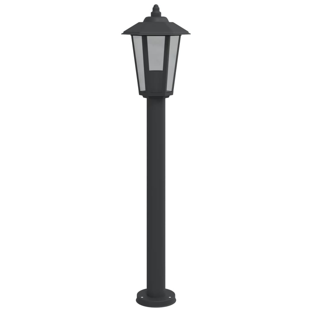 Bornes lumineuses 3 pcs Noir 80 cm Acier inoxydable
