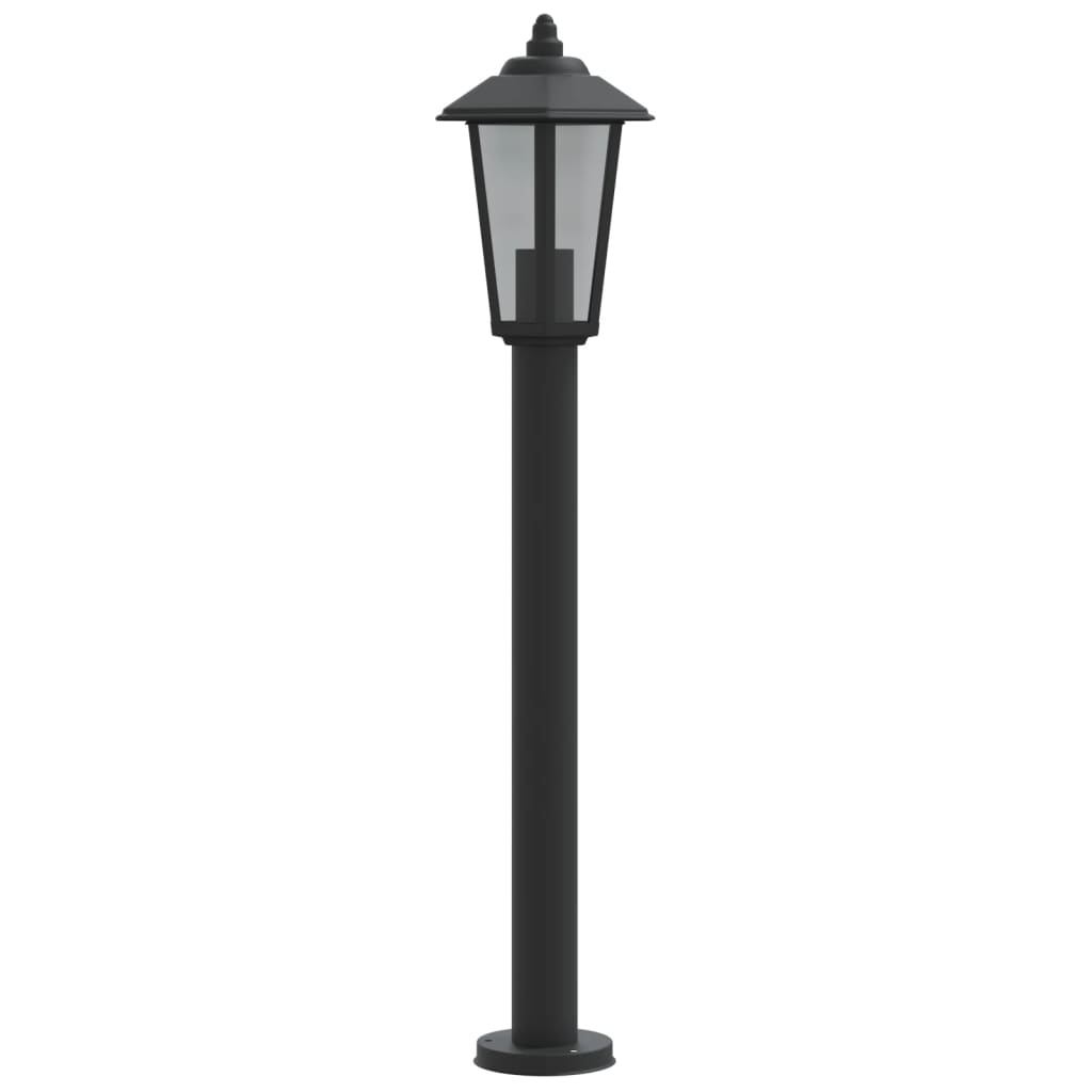 Bornes lumineuses 3 pcs Noir 80 cm Acier inoxydable