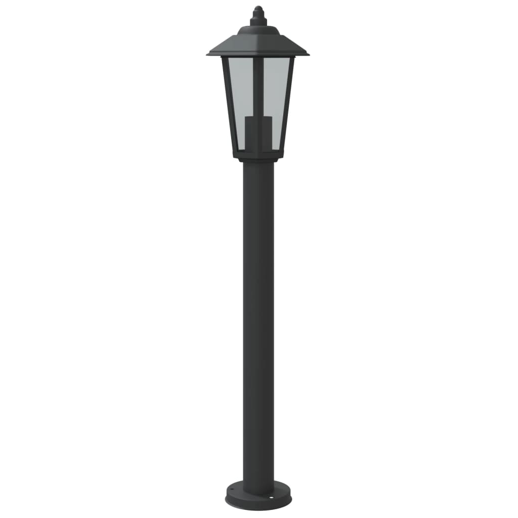 Bornes lumineuses 3 pcs Noir 80 cm Acier inoxydable