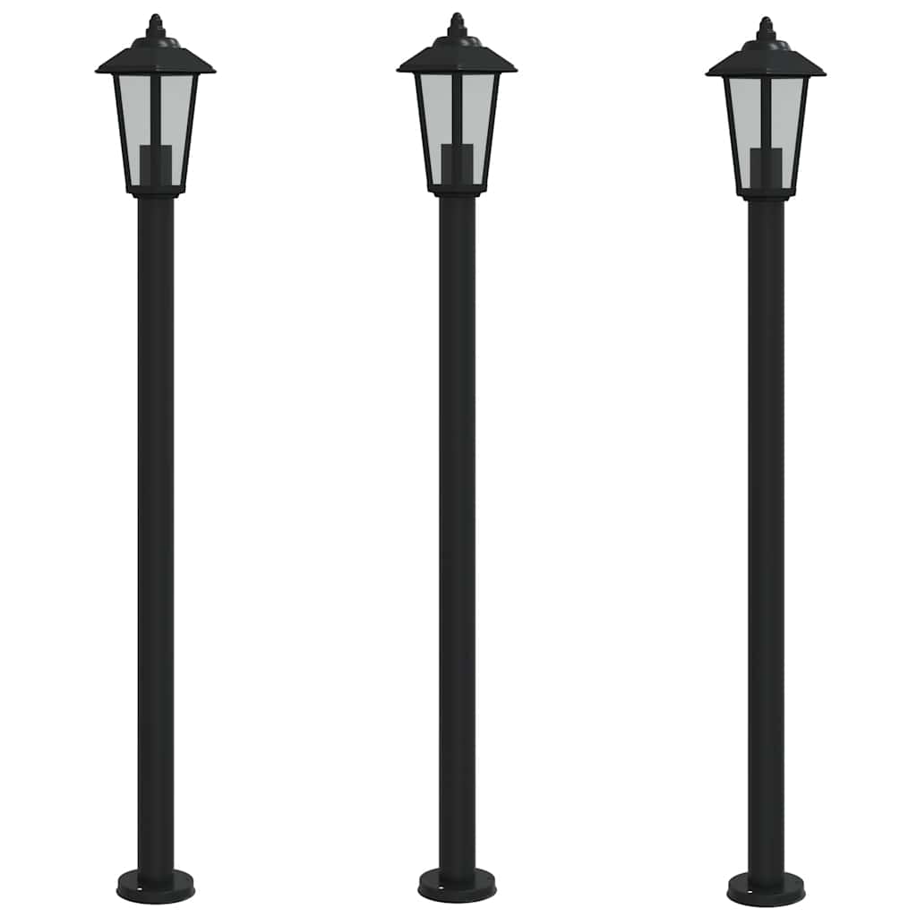 Path lights 3 pc. Black 120 cm Stainless steel