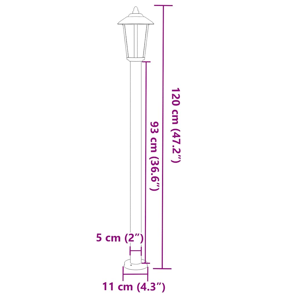 Path lights 3 pc. Black 120 cm Stainless steel