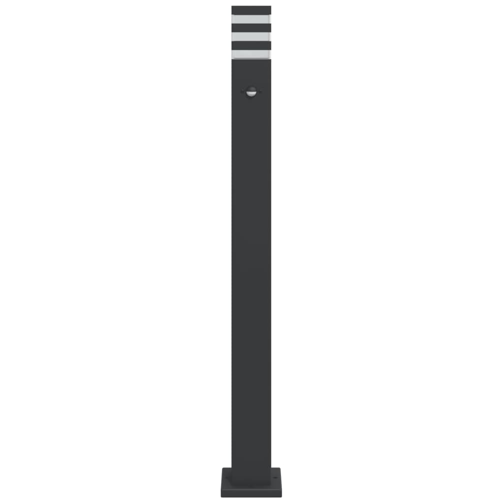 Bornes lumineuses avec détecteur de mouvement 3 pcs Noir 110cm Aluminium
