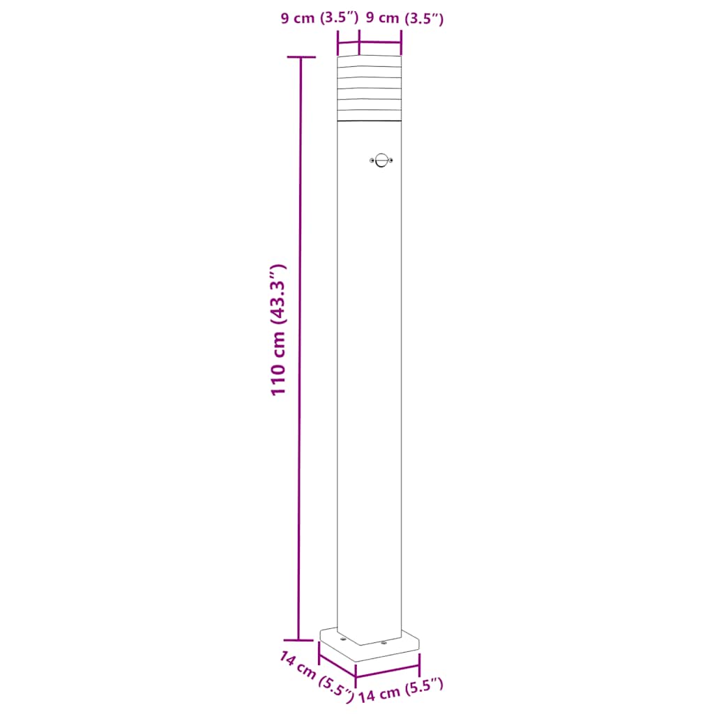 Bornes lumineuses avec détecteur de mouvement 3 pcs Noir 110cm Aluminium