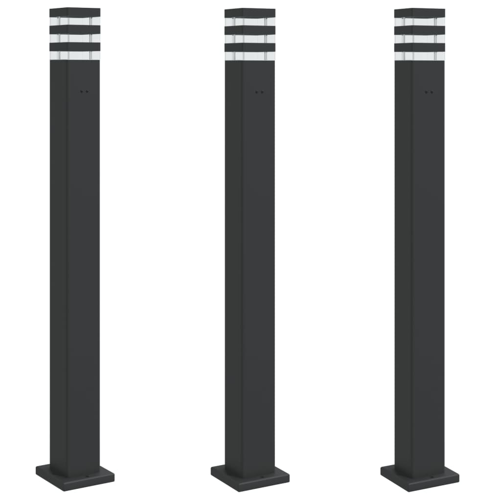 Path lights with socket 3 pcs. Black 110 cm Aluminum