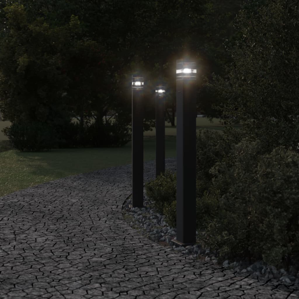Path lights with socket 3 pcs. Black 110 cm Aluminum