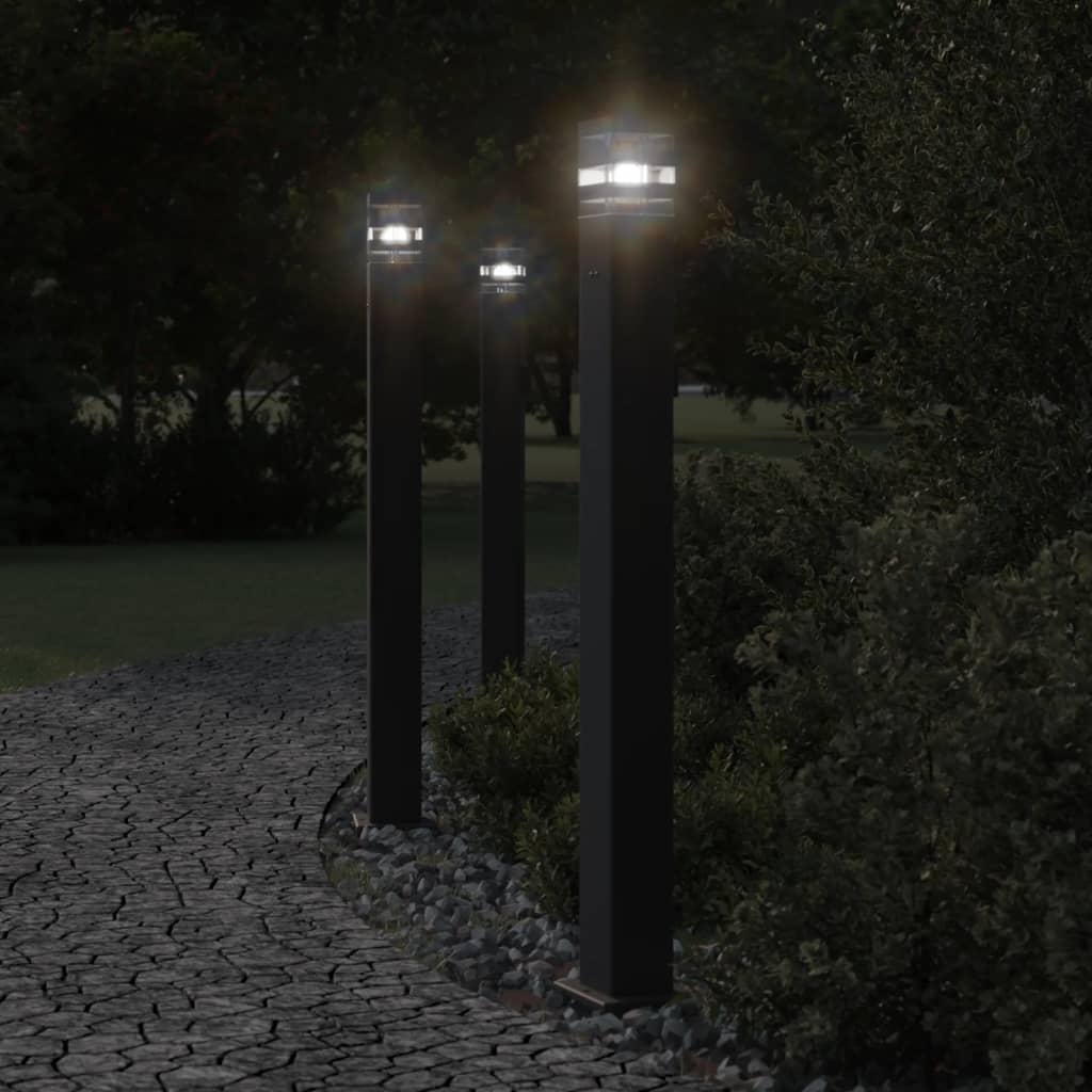 Path lights with socket 3 pcs. Black 110 cm Aluminum