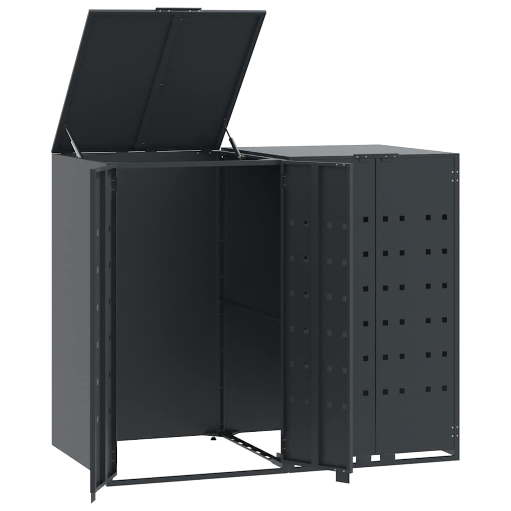 Garbage Can Storage for 2 Bins Anthracite 138x79x117 cm Steel