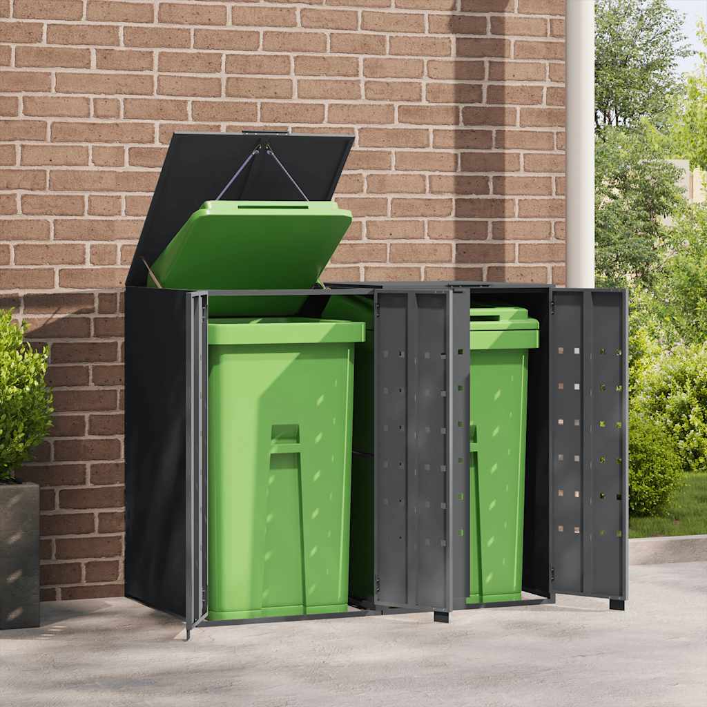 Garbage Can Storage for 2 Bins Anthracite 138x79x117 cm Steel