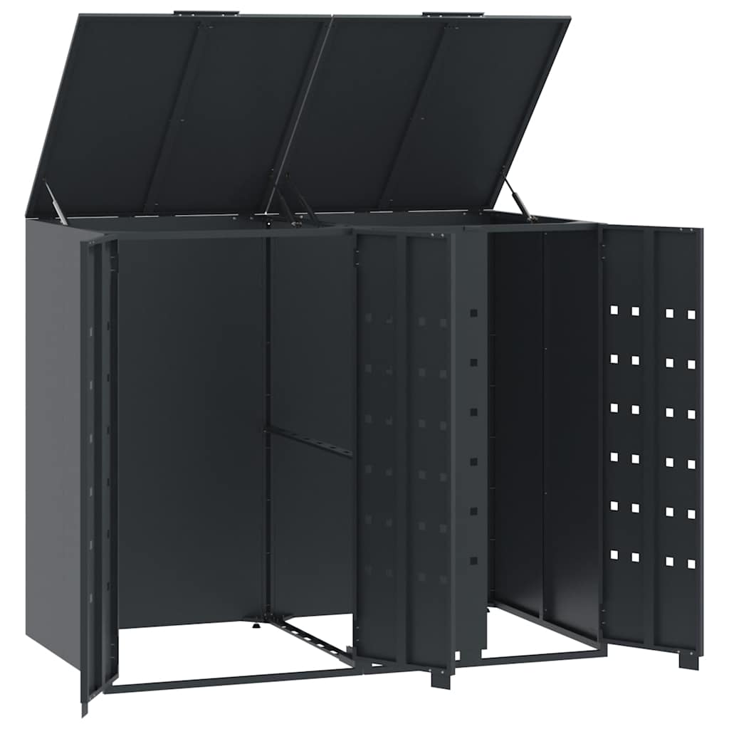 Garbage Can Storage for 2 Bins Anthracite 138x79x117 cm Steel