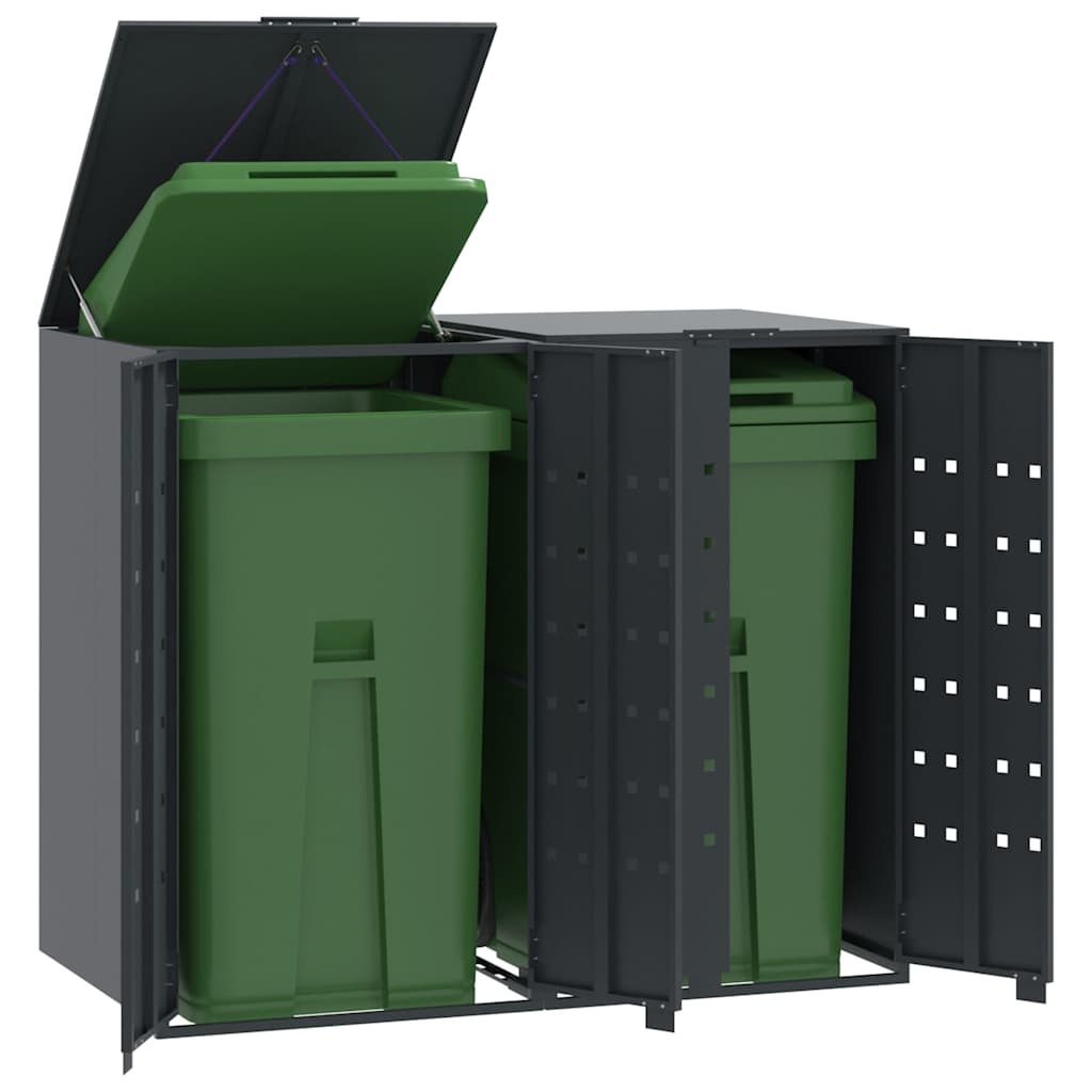 Garbage Can Storage for 2 Bins Anthracite 138x79x117 cm Steel