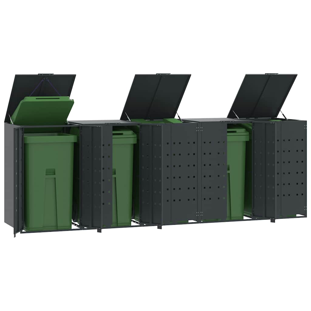 Mülltonnenbox für 5 Tonnen Anthrazit 345x79x117 cm Stahl