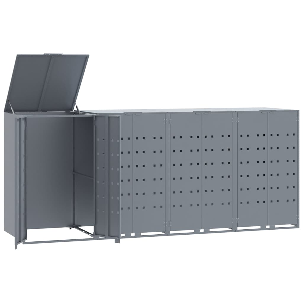 Garbage Can Storage for 4 Bins Grey 276x79x117 cm Steel