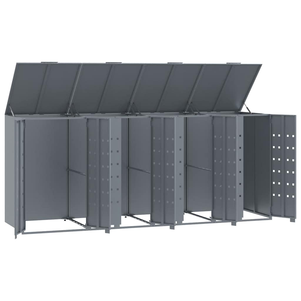 Garbage Can Storage for 4 Bins Grey 276x79x117 cm Steel