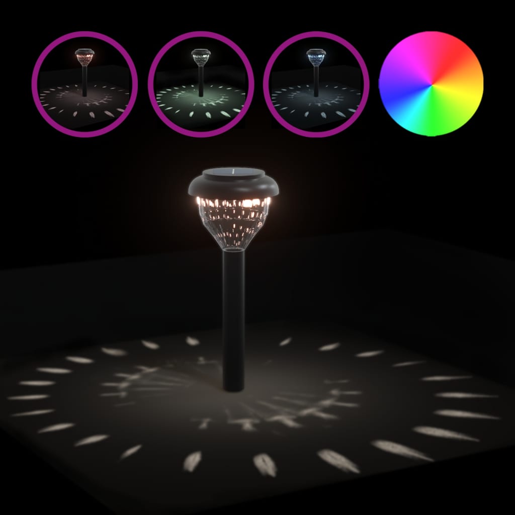 Solar Path Lights with Ground Spikes 4 Pcs. Warm White & RGB