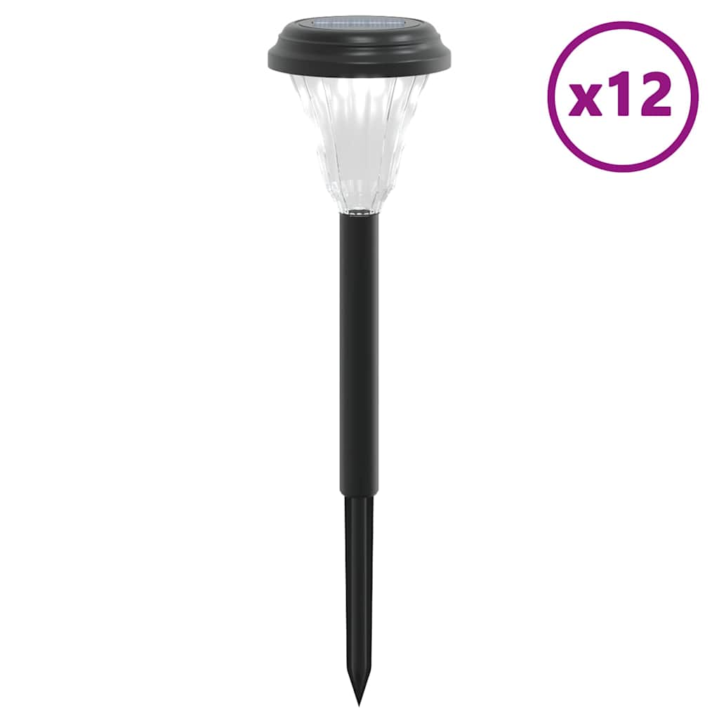 Solar Path Lights with Ground Spikes 12 pcs. White