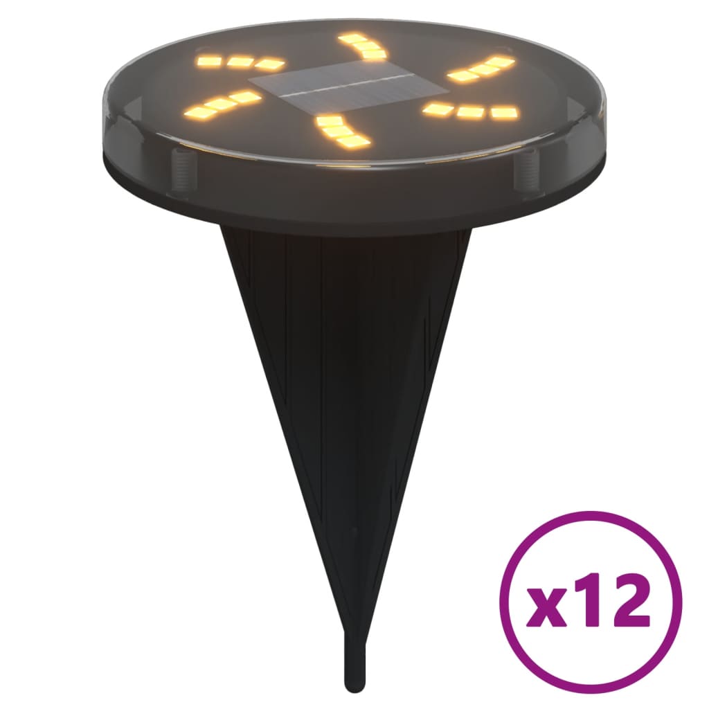 Solar Ground Lights with Spike 12 Pcs. Warm White