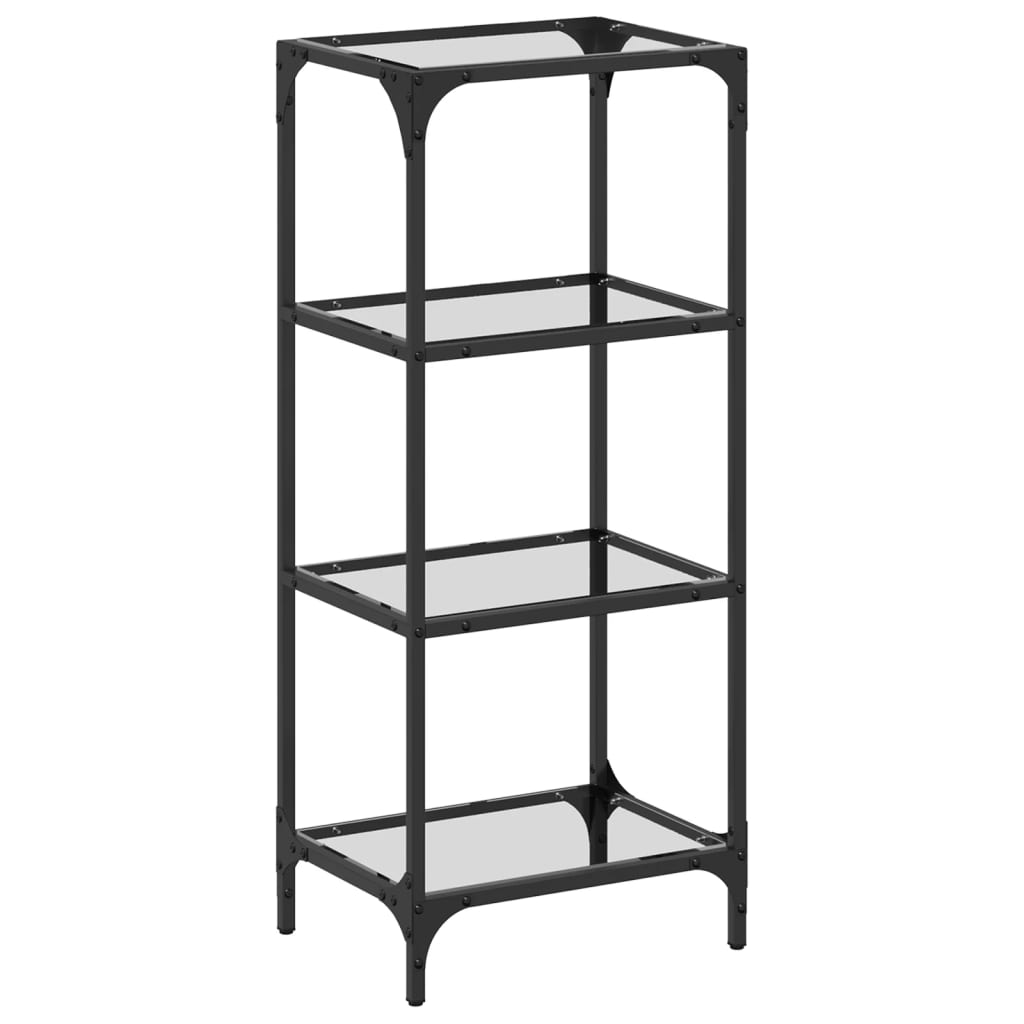 Étagère avec plateaux en verre Transparent 40x30x95 cm Acier