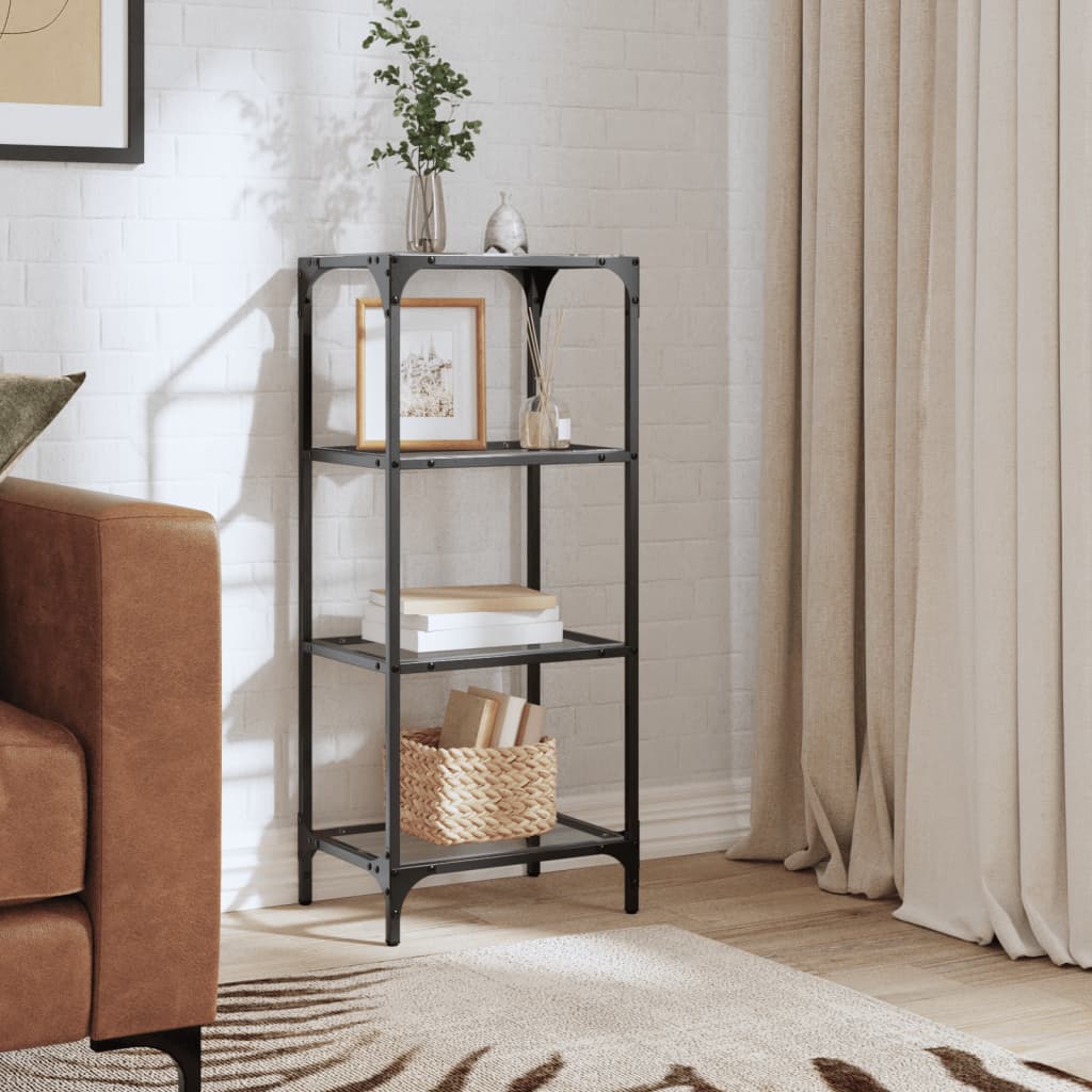Étagère avec plateaux en verre Transparent 40x30x95 cm Acier