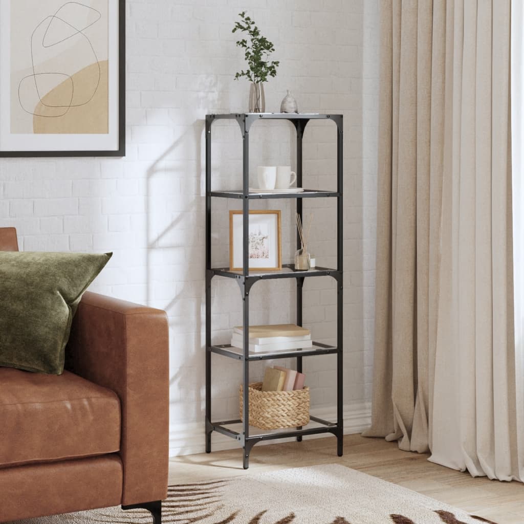 Shelf with Glass Shelves Transparent 40x30x123 cm Steel