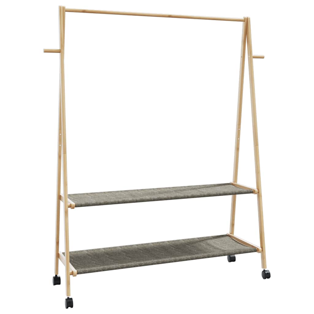Garment Rack with Shelves and Wheels 132x45.5x155.5 cm Bamboo
