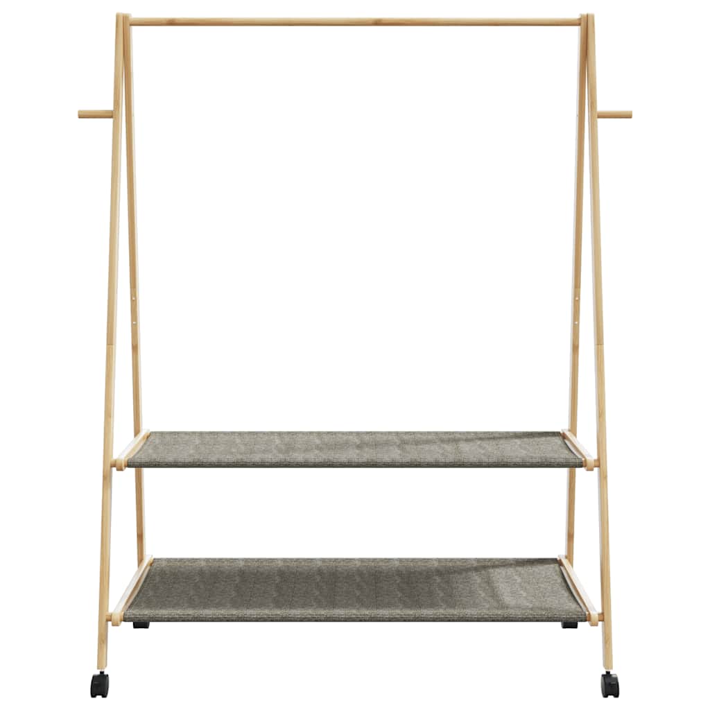 Garment Rack with Shelves and Wheels 132x45.5x155.5 cm Bamboo