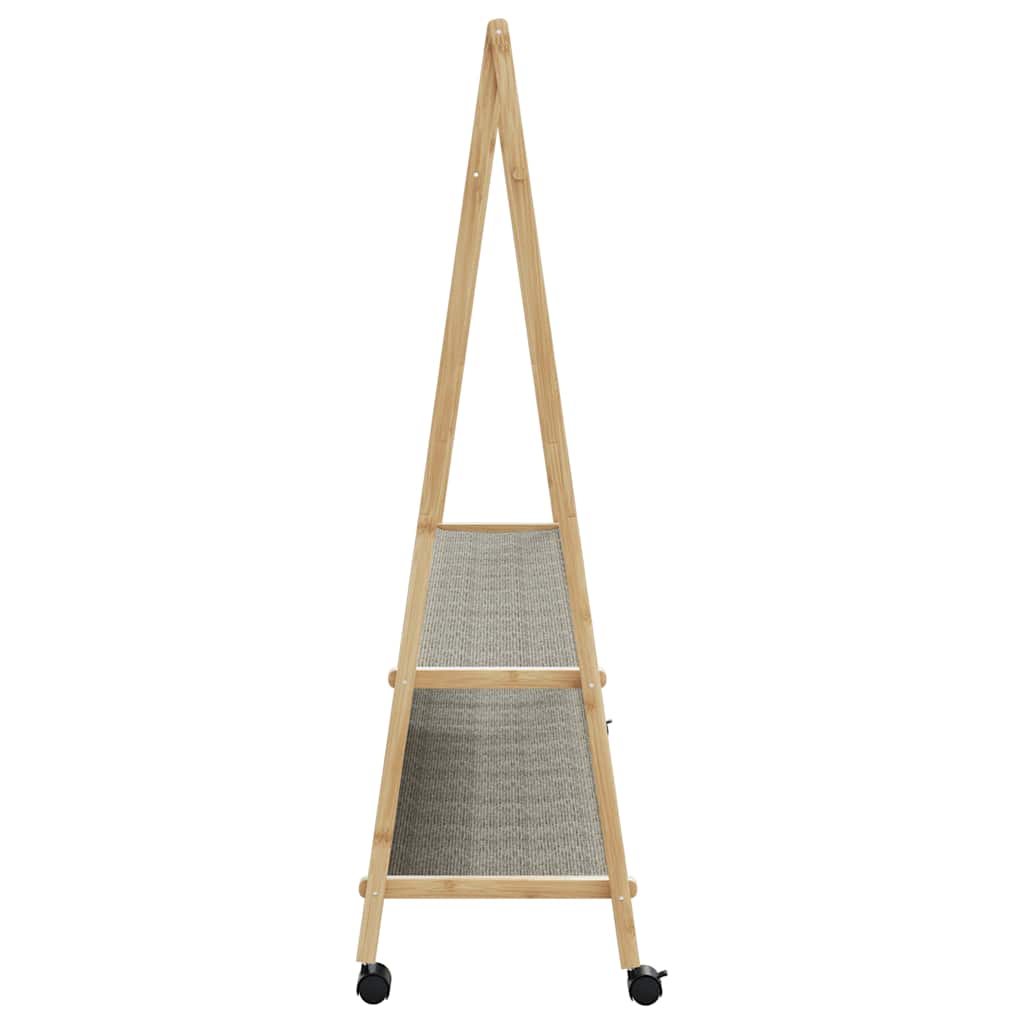 Garment Rack with Shelves and Wheels 132x45.5x155.5 cm Bamboo