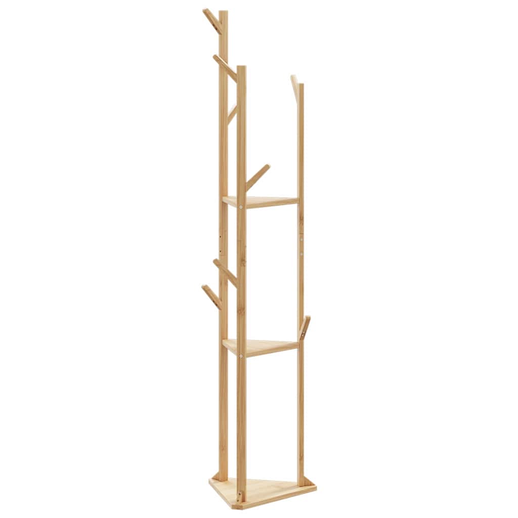 Clothes Rack with Hooks and Shelves 39x33x166 cm Bamboo