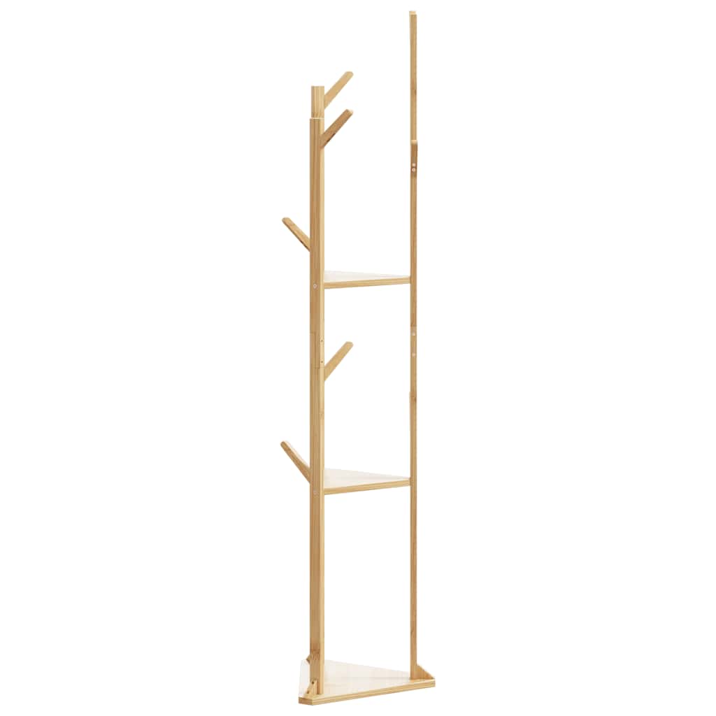 Clothes Rack with Hooks and Shelves 39x33x166 cm Bamboo