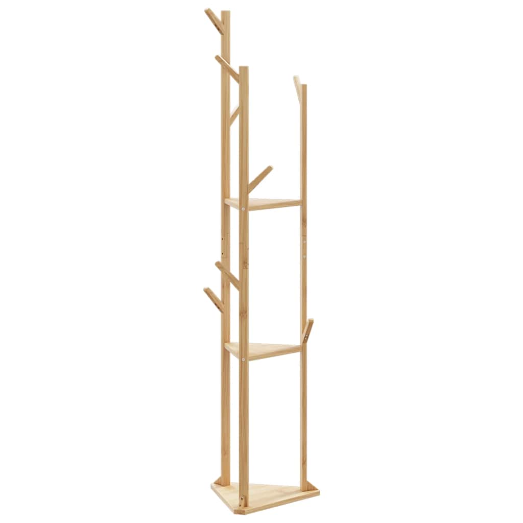 Clothes Rack with Hooks and Shelves 39x33x166 cm Bamboo