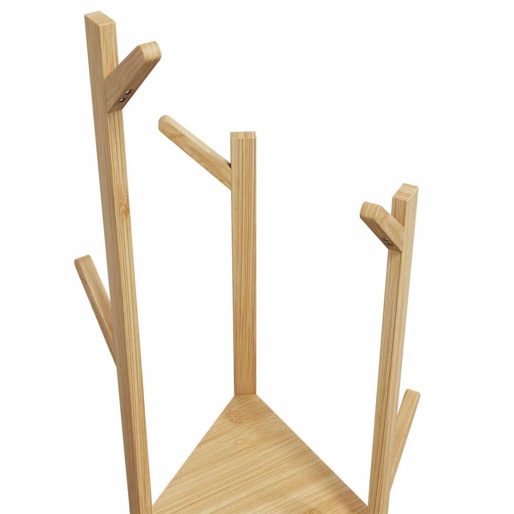 Clothes Rack with Hooks and Shelves 39x33x166 cm Bamboo