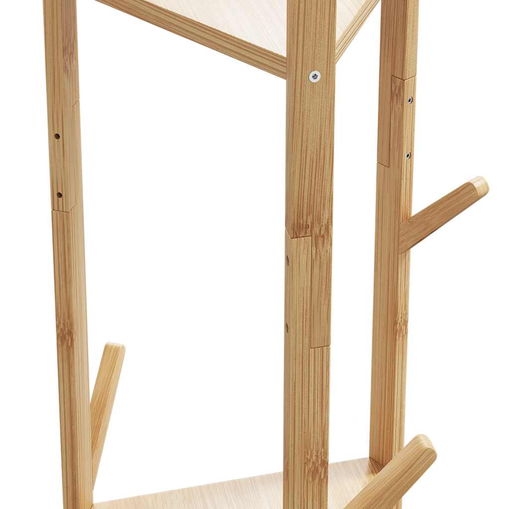 Clothes Rack with Hooks and Shelves 39x33x166 cm Bamboo