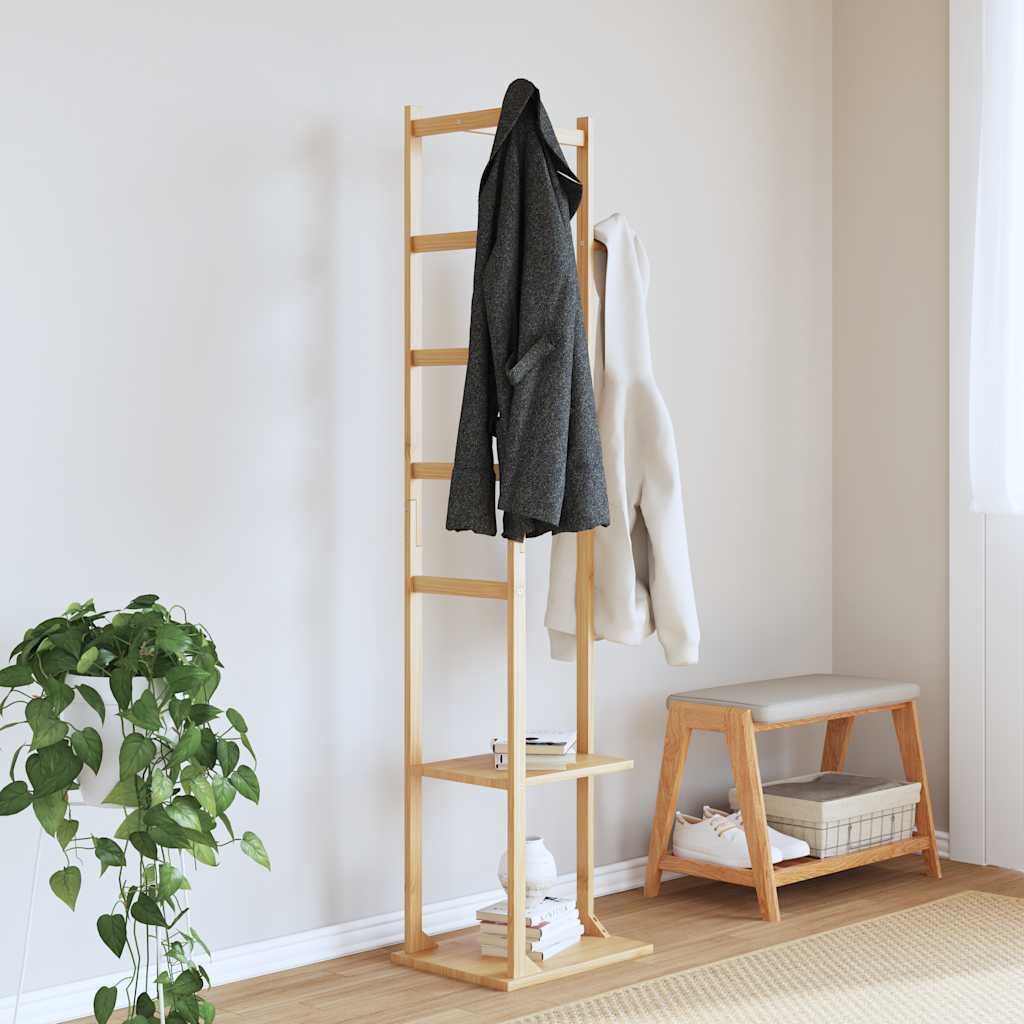 Porte-manteau avec crochets et étagères 38,5x30x156 cm Bambou