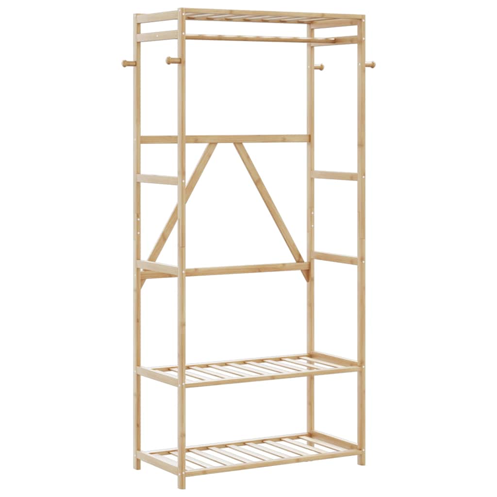 Portant à vêtements avec étagères 80x40x175 cm Bambou