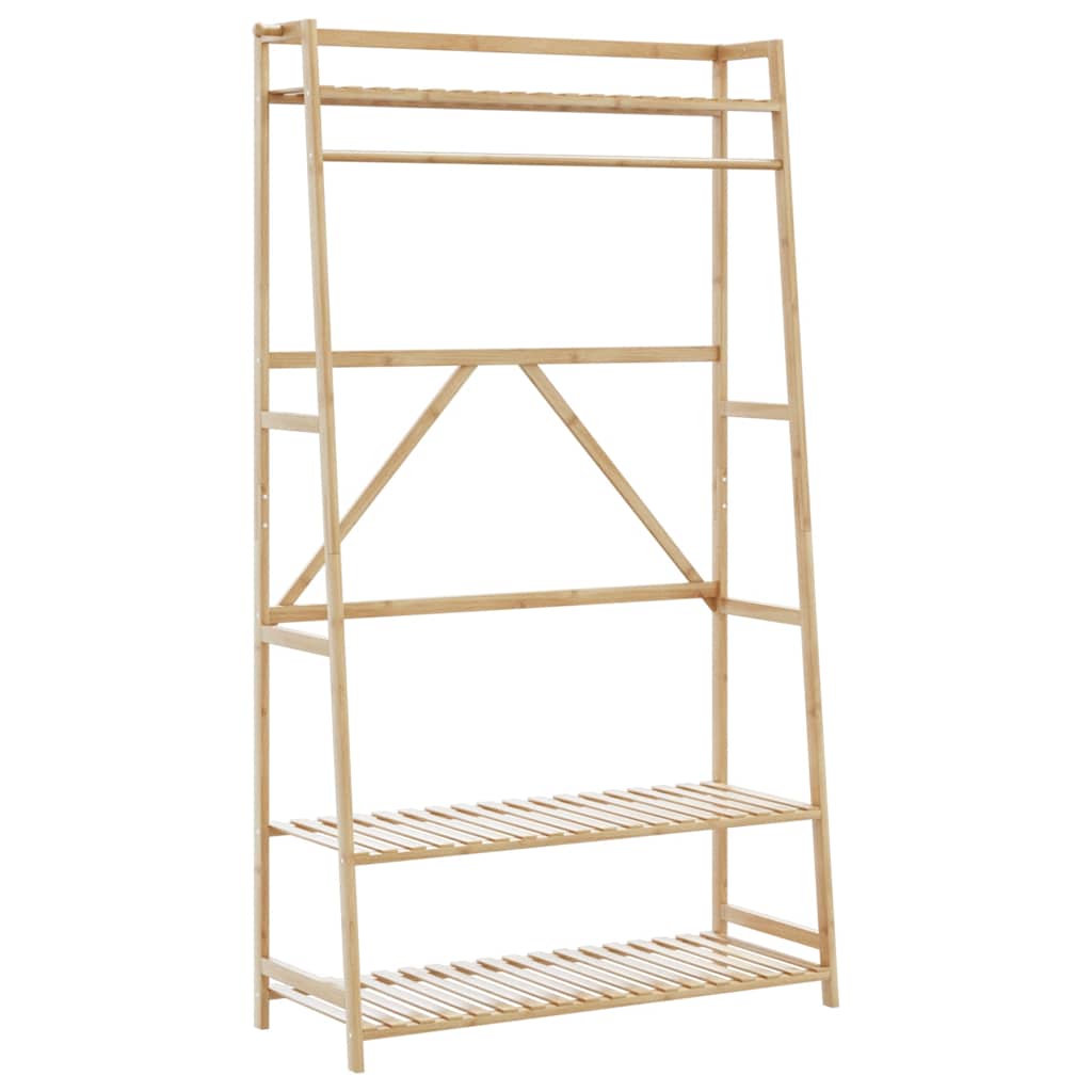 Clothes rack with shelves 110x40x180 cm bamboo
