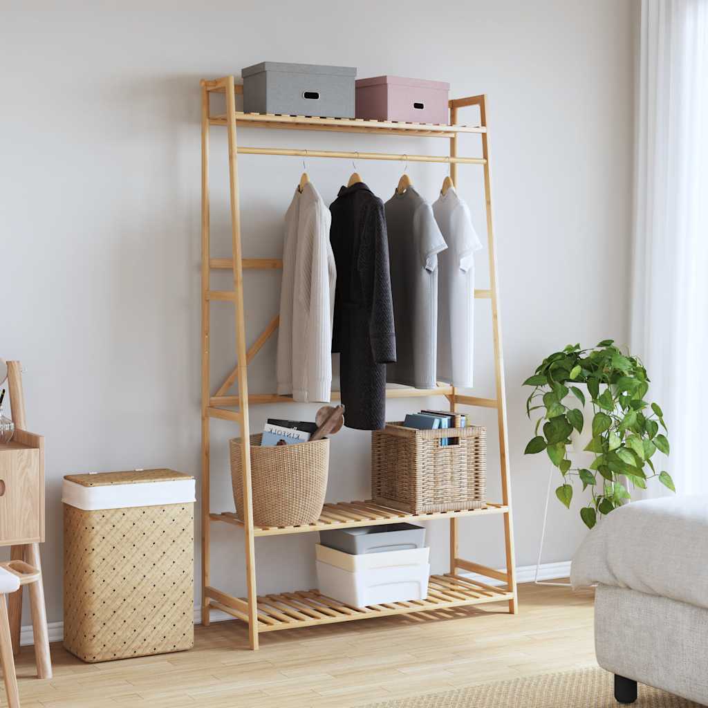 Clothes rack with shelves 110x40x180 cm bamboo