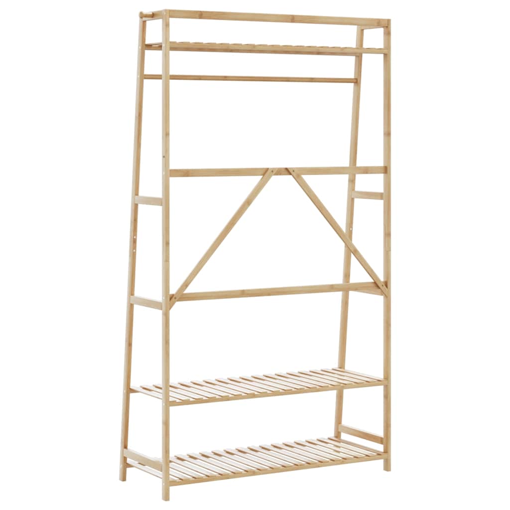 Clothes rack with shelves 110x40x180 cm bamboo