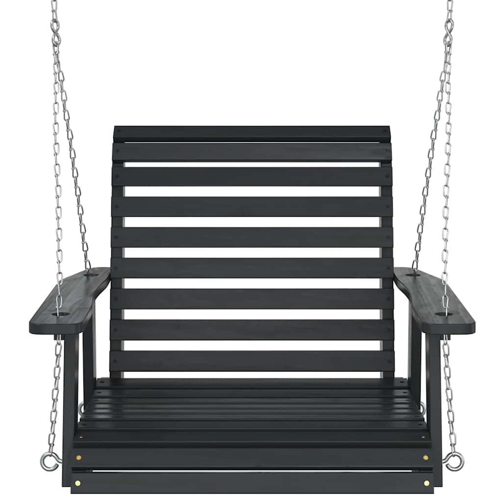 Garten-Hängestuhl mit Metallketten Schwarz Massivholz Tanne