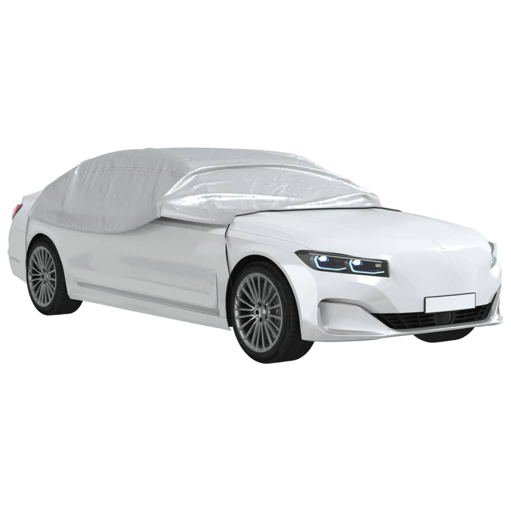 Car Cover Half Garage with Hooks Silver XL