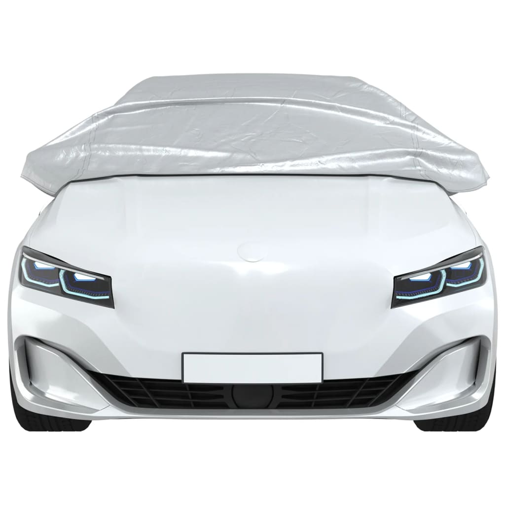 Car Cover Half Garage with Hooks Silver XL