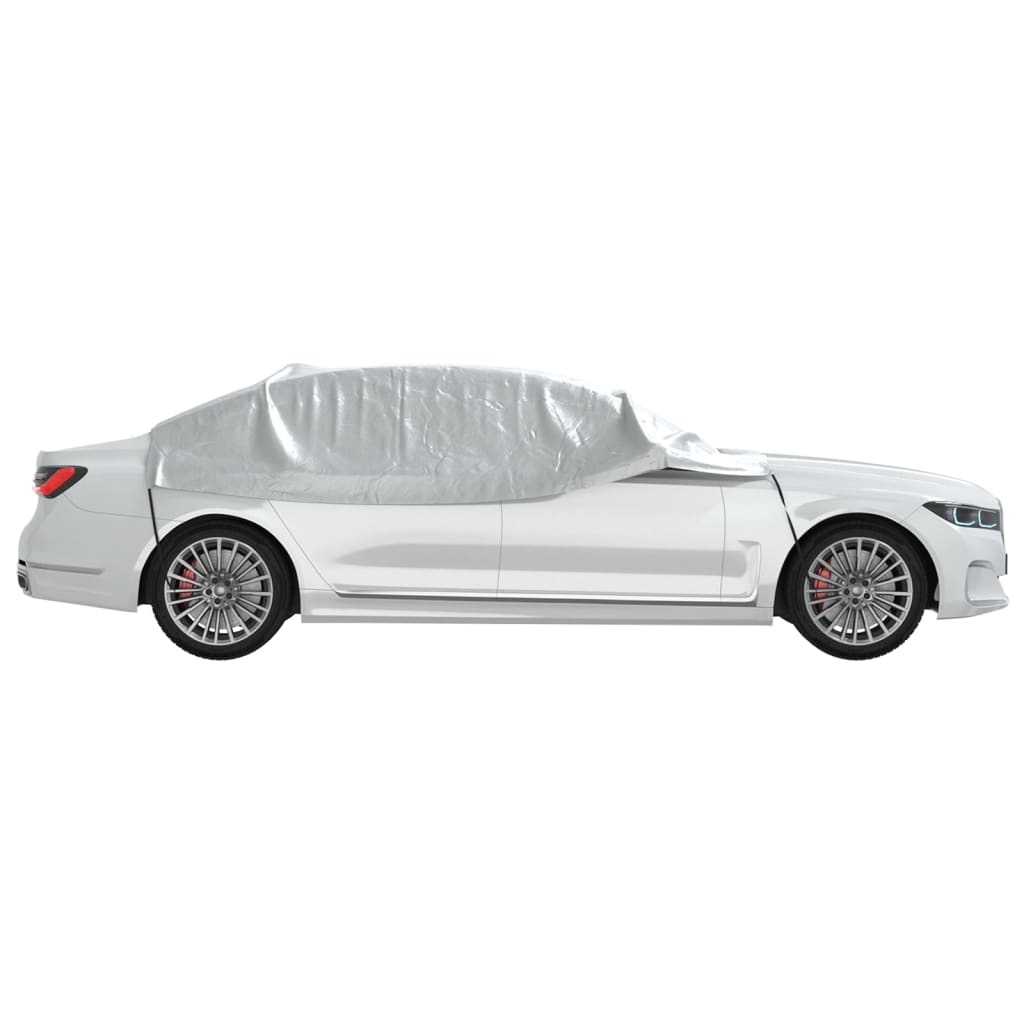 Car Cover Half Garage with Hooks Silver XL