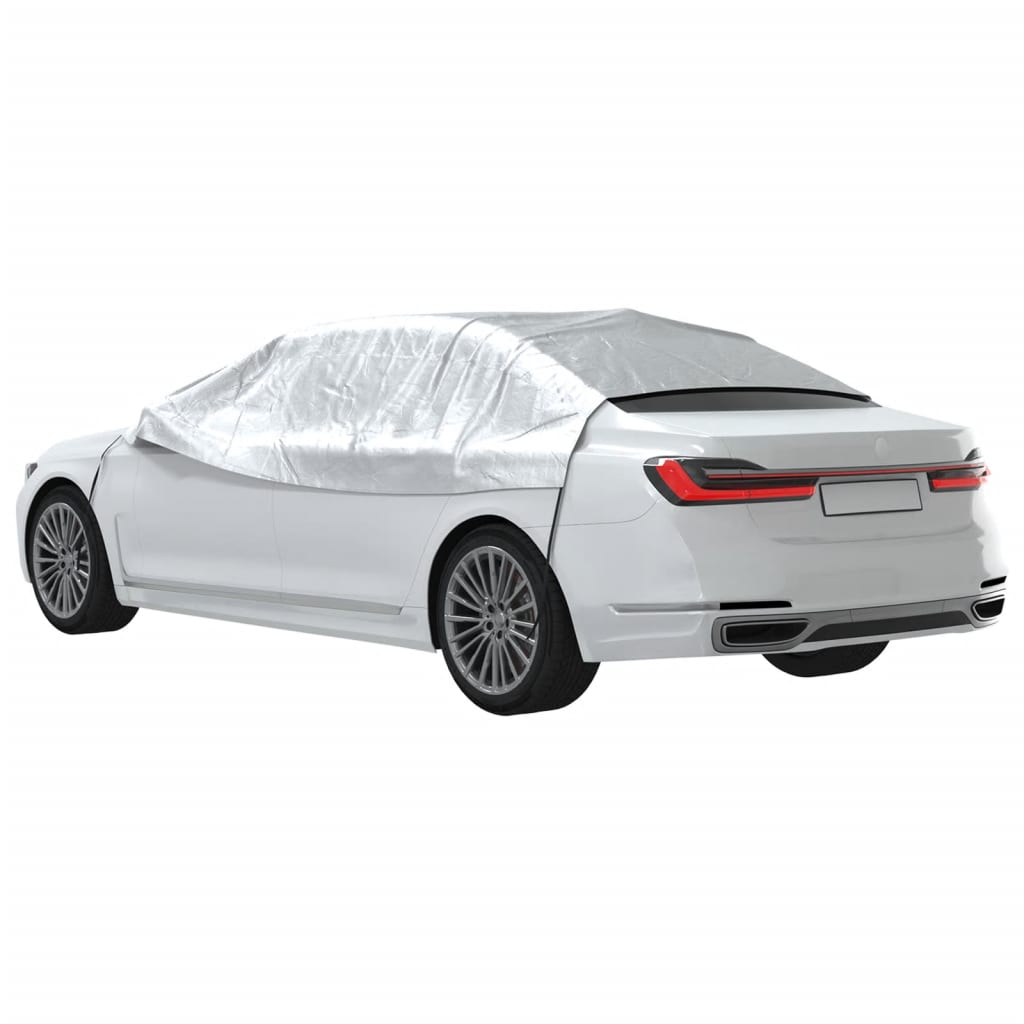 Car Cover Half Garage with Hooks Silver XL