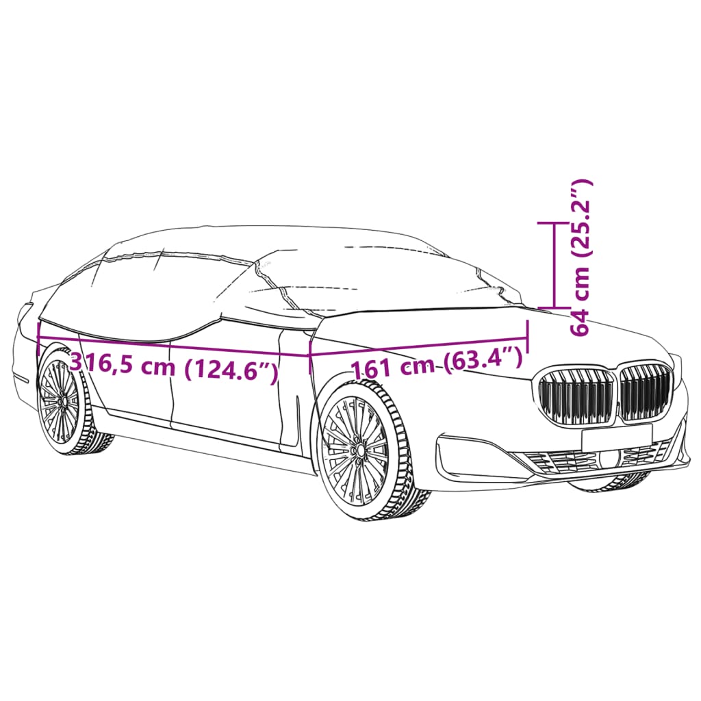 Car Cover Half Garage with Hooks Silver XL