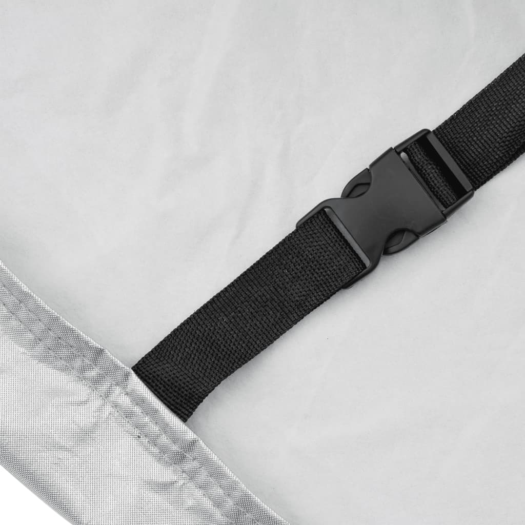 Housse de protection voiture demi-bâche avec crochets argent L PEVA