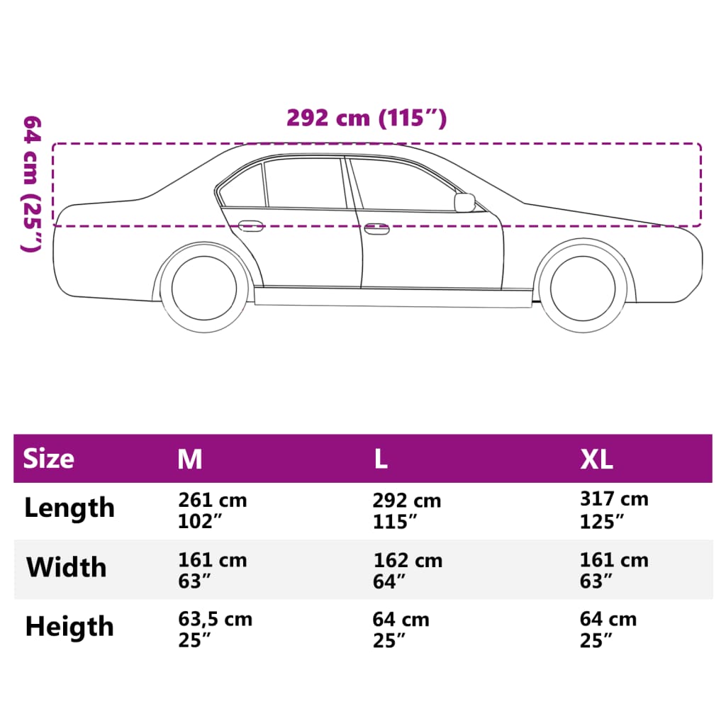 Housse de protection voiture demi-bâche avec crochets argent L PEVA