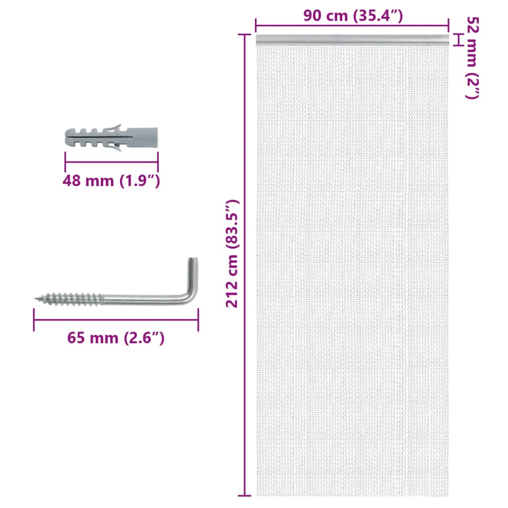 Rideau de porte en chaînes 90x212 cm Aluminium