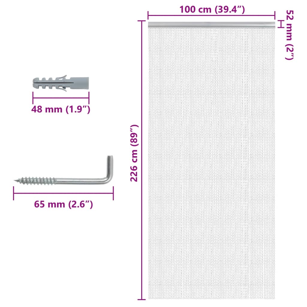 Rideau de porte à chaînes 100x226 cm Aluminium