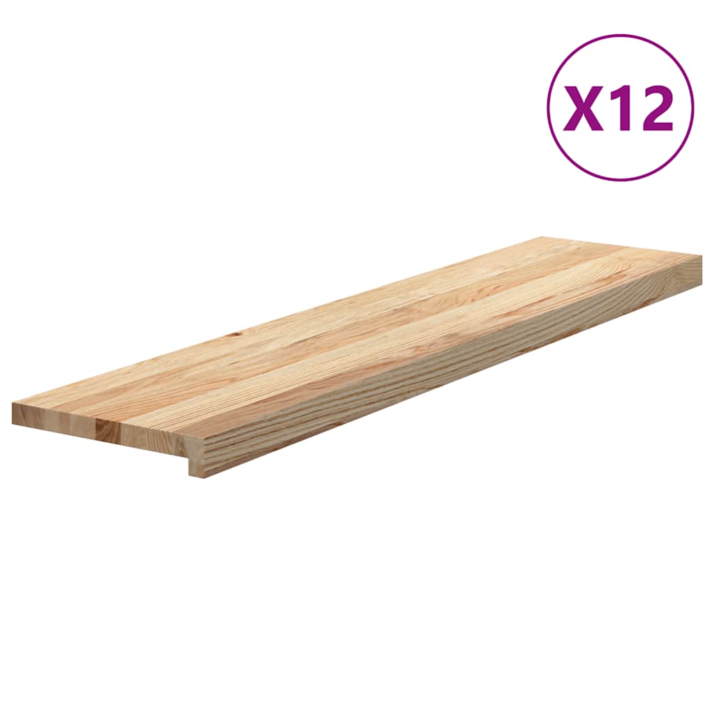 Stair treads 12 pcs. Untreated 110x30x2 cm Solid oak