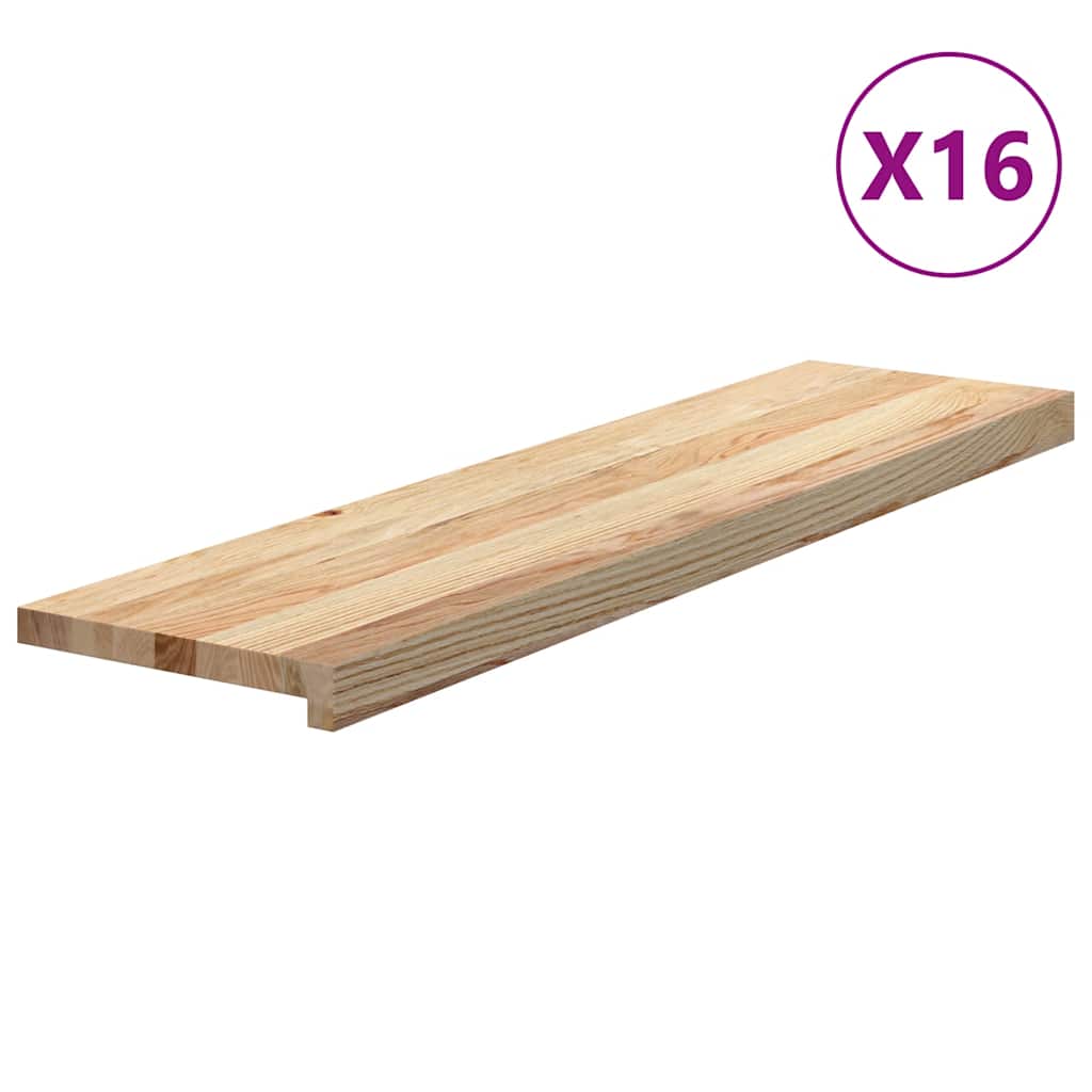 Stair Treads 16 pcs. Untreated 100x30x2 cm Solid Oak