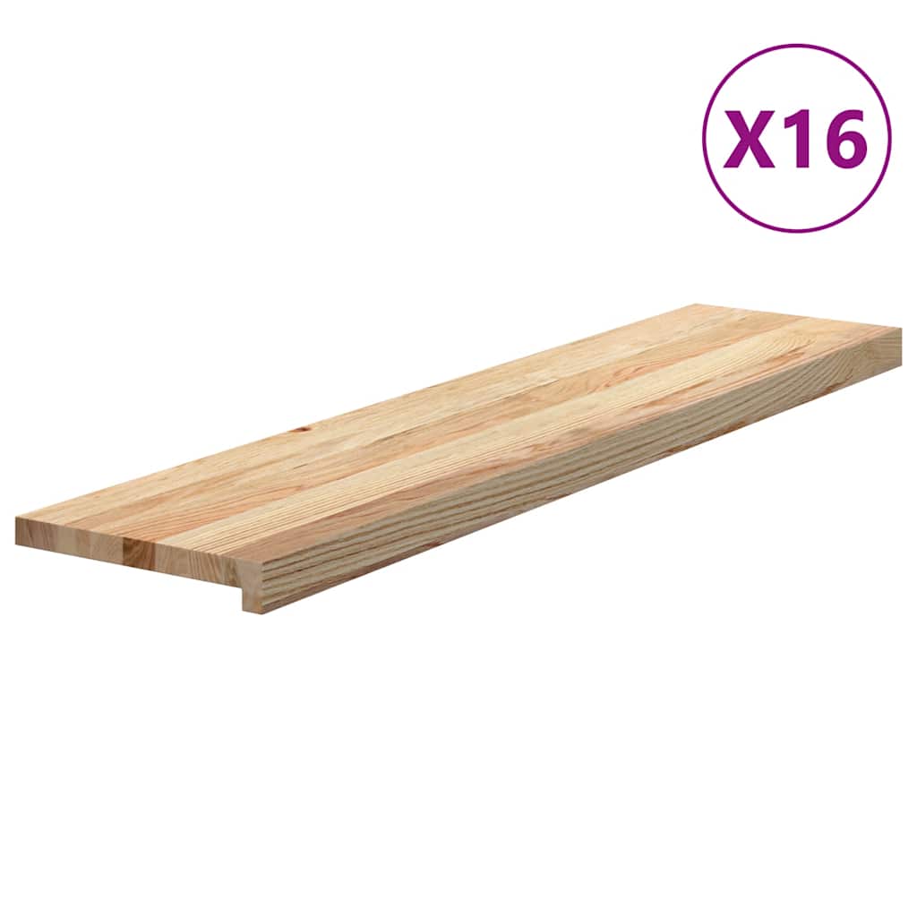 Stair treads 16 pcs. Untreated 110x30x2 cm Solid oak